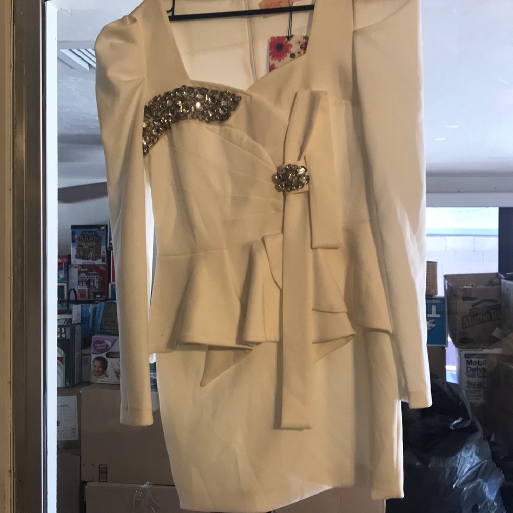 Brand New Peplum White Mini Dress